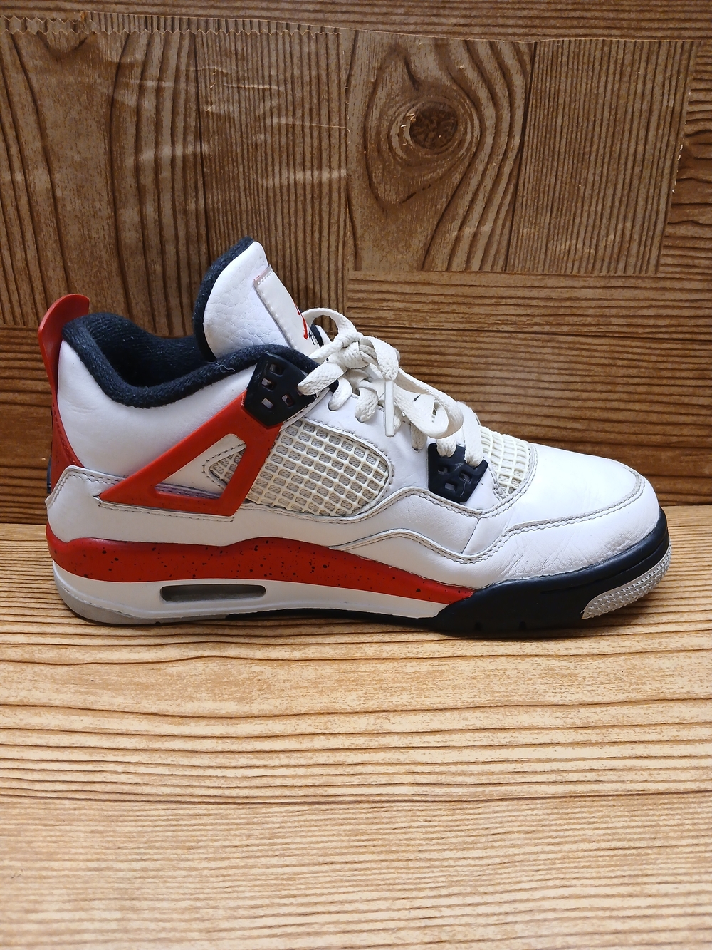 Nike Air Jordan 4 Retro Low Red Cement White & Red Basketball Sneakers- Youth
